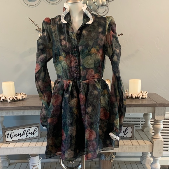 Selkie Dresses & Skirts - Selkie Dark Floral Long Sleeve Dress